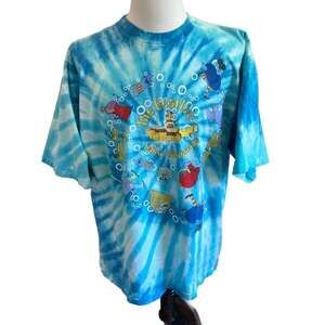 Vintage Beatles Liquid Blue Yellow Submarine Tie-Dye Single Stitch T-Shirt XXL